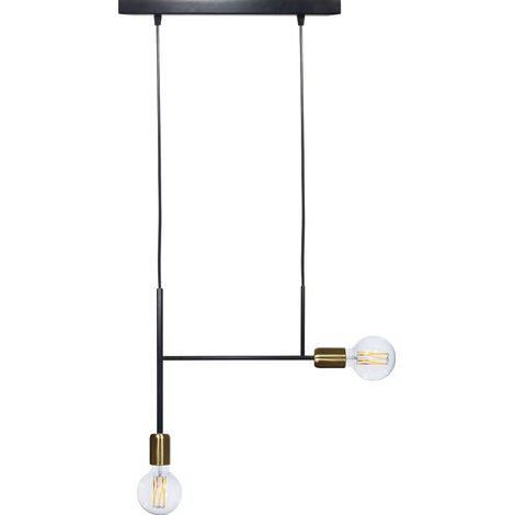Sospensione 2xE27 Montatura Verniciata Nero Oro Satinato E-Energy Elvira (1/4)