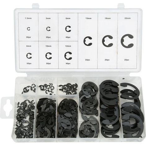 Anneaux élastiques en acier au carbone noir, kits de circlips de retenue internes en E, accessoires pour machines élastiques (1/5)