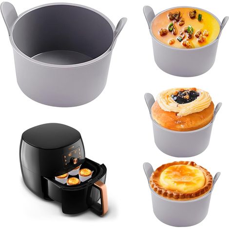 Moule Silicone Air Fryer, 4 Pièces Plat en Silicone pour Air Fryer, Réutilisable Moules à Œufs pour Friteuse à Air, Cuit Oeuf Micro Onde Moule, Air Fryer Accessoires,Parent,- (1/5)