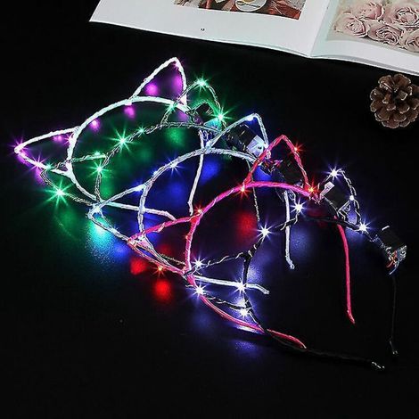 5 serre-têtes lumineux à oreilles de chat LED Starlight Kitty (couleur aléatoire) (1/5)