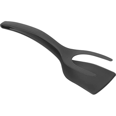 Spatule double antiadhésive pour œufs au plat - Pince à œufs en silicone, pince à pain, spatule pour barbecue (noire) (1/3)