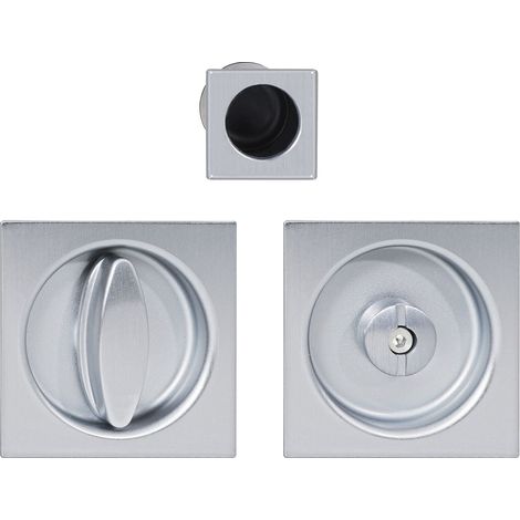 Agb Schiebetürmuschel Set Scivola, eckige Rosette WC, Stahl verchromt matt (1/3)