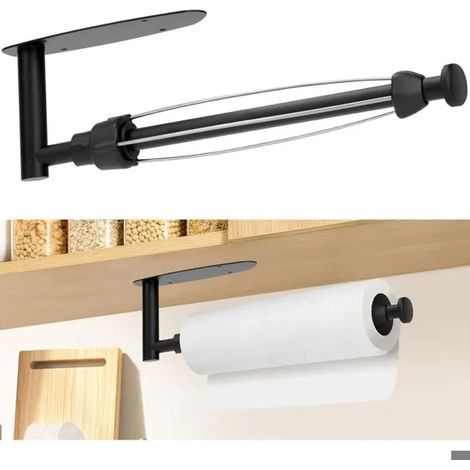 Noir Porte Sopalin Con Effet Amortissant, Support Sopalin Auto adhésif, Dderouleur Essuie Tout Murale pour Cuisine, Salle de Bain, (1/5)