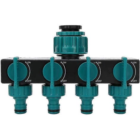 Raccord en Y pour tuyau d'arrosage, connecteur d'irrigation goutte à goutte en plastique, robinet pour tuyau agricole, raccords de robinet 4 voies DN20/DN25 FNPT, avec raccord rapide 1/4". (1/5)