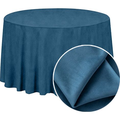 Runde Tischdecke, matter Samt, 320 cm, blau