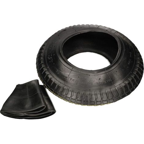 Pneu de rechange pour brouette 4,80/4,00-8 – Chambre à air avec valve standard – Double couche en caoutchouc – Pour terrains accidentés (1/5)