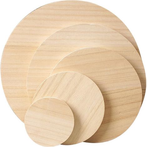 Lot de 10 dessous de verre en bois naturel - Ronds en bois naturel - Épaisseur en option pour bricolage - Décoration de mariage - Décoration de Noël pour le bricolage, la peinture - 10 pièces (1/5)