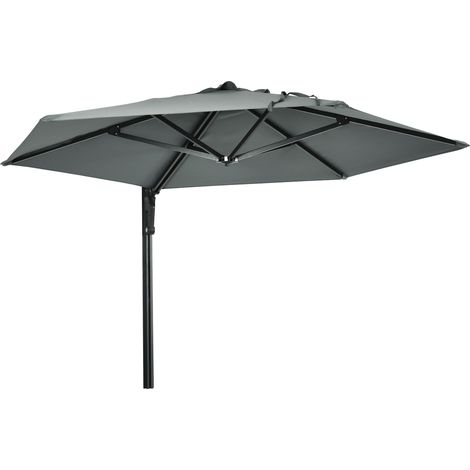 Outsunny Wand-Sonnenschirm für Terrasse und Garten mit manuellem Öffnungssystem, grau (1/5)