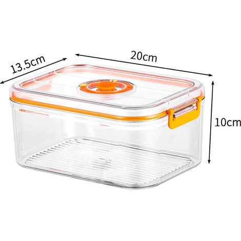 Boîte de conservation sous vide (1600 ml) - Boîte hermétique pour réfrigérateur - Récipient alimentaire transparent compatible micro-ondes - Organisateur de cuisine - Bento (1/5)