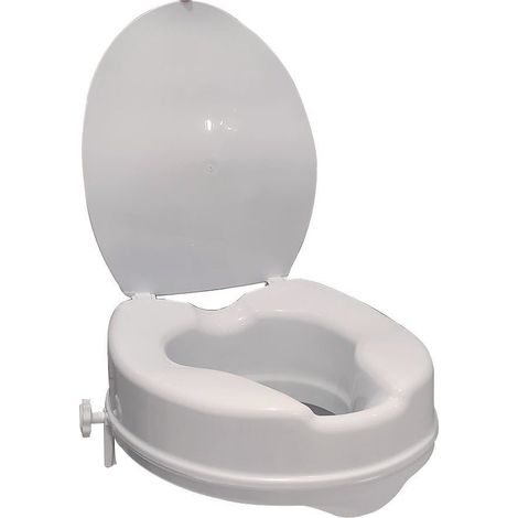 Rialzo per sedile WC con coperchio da fissare, in plastica GODONNIER
