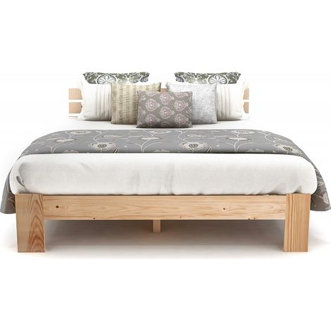 Lit Adulte Lit Simple Cadre de Lit Rustique Rangement Sous le Lit 30 cm Charge 150 kg Encastrement Matelas 10 cm pour Chambre Coucher Grenier (1/5)