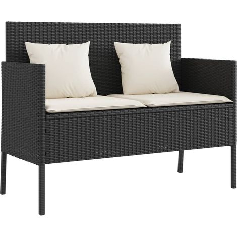 Banc de jardin avec coussins noir résine tressée (1/5)