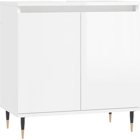 Armoire de bain blanc brillant 58x33x60 bois d'ingénierie (1/5)