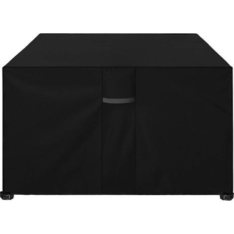 Funda para salón de jardín con rejillas de ventilación, impermeable, resistente al viento, anti-UV, robusta en tela Oxford 210D, funda de protección para mesa y muebles, cuadrada (125x125x74cm) - Negr (1/5)