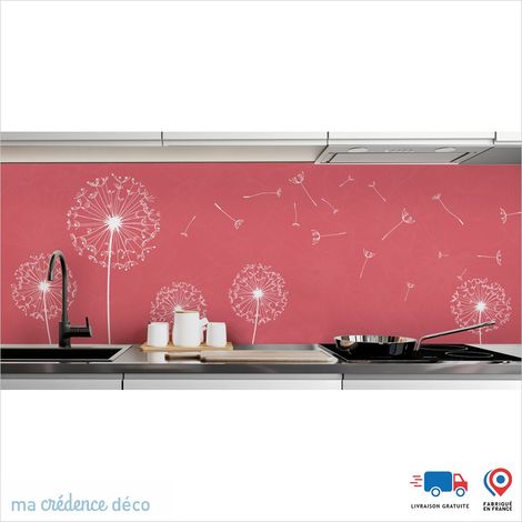 Crédence : Fleurs et pissenlits - Couleur Rosé - Alu composite - 120 - 60 (1/3)