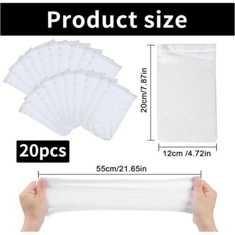 Packung mit 20 wiederverwendbaren Poolskimmer-Filtersocken aus elastischem Nylon für eine effiziente Schmutzfiltration. (1/4)