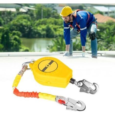 Antichute a Rappel Automatique 10m, Dispositif Anti Chute a Rappel Automatique, Ligne de Vie Auto-Rétractable, Harnais de Securite Anti Chute Professionnel, Charge Maximale 150 kg