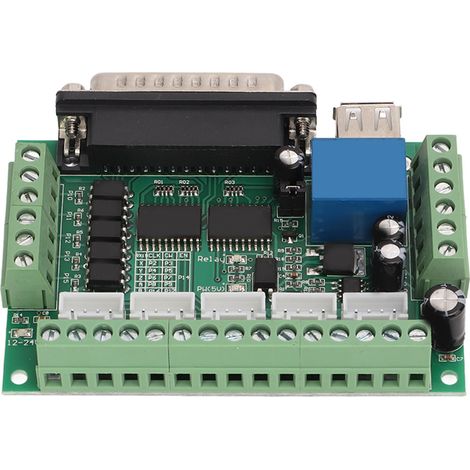 Carte d'interface de commande de moteur pas à pas 5 axes, avec carte d'isolation par optocoupleur, câble USB DB25, verte (1/5)