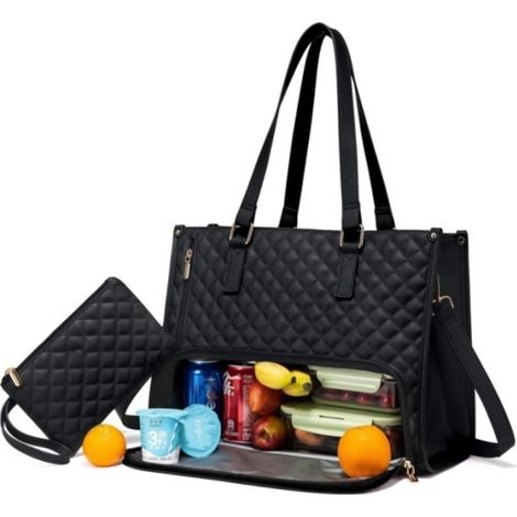 Ensemble sac fourre tout et à lunch isotherme 2 en 1 pour femme, bandoulière ordinateur portable (1/5)