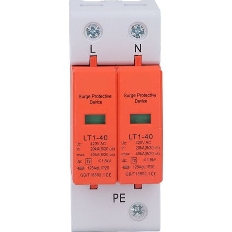Parafoudre CA – 2 pôles, ignifugé, montage sur rail DIN 36 mm, 420 V (1/3)