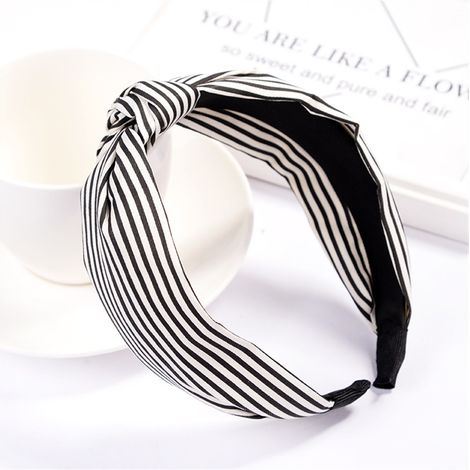 Accessoire de coiffure pour femme : serre-tête rond à nœud croisé et pois (noir) (1/2)