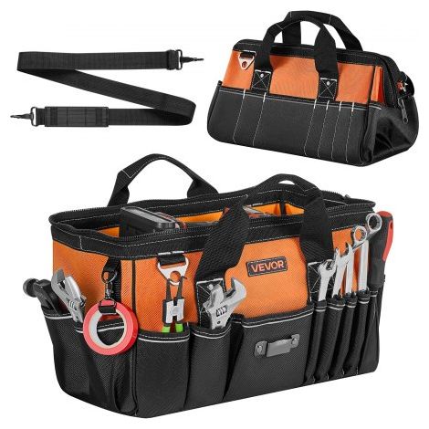 Bolsa de Herramientas con 33 Bolsillos de 400 mm, Poliéster 1680D, Bolsa Organizadora Portátil con Correa de Hombro Ajustable, Asa, Cremallera Grande para Mecánicos Contratistas Electricistas