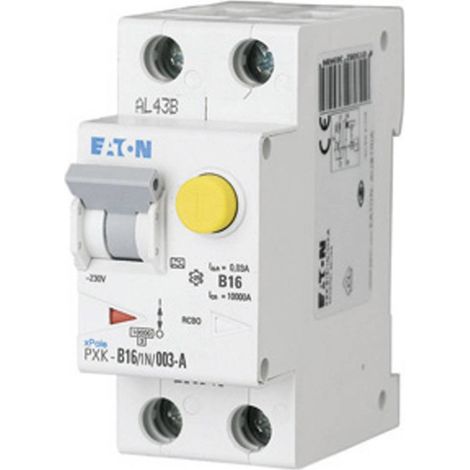 EATON Combinazione interruttore FI/LS, 16 A, 30 mA, caratteristica di intervento interruttore LS: C, 1p + N, caratteristica di intervento interruttore FI: A, 236964