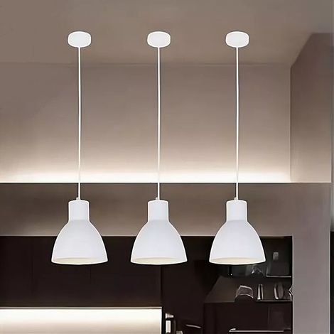 TRADE SHOP - Lampadario A Sospensione E27 Ferro Paralume Moderno Contemporaneo Campanella Bianca 33283 - (1/5)