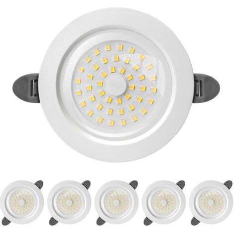 Spot LED Encastrable, IP44 Spot led Interieur, Spot Encastré Extra Plat 28mm, 9W 900lumen Equivalent 90W Incandescence, Lumière Neutre 4500K, pour Salle de Bain, Salon, Cuisine, Lot de 6