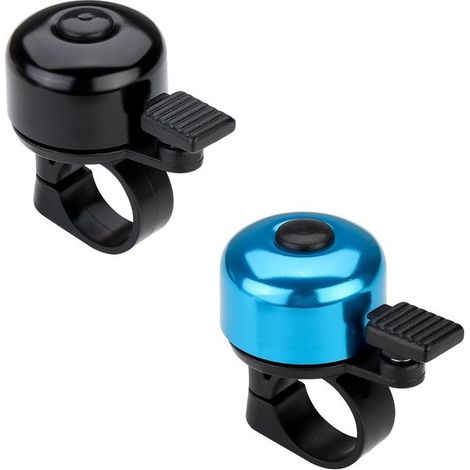 2 unidades,Timbre para bicicleta,Timbre para bicicleta de montaña,Negro + azul,Adecuado para manillares con un diámetro aproximado de 22 cm (1/5)