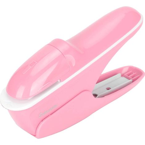 Agrafeuse sans agrafes ABS pour livres et papier, outil de reliure manuel (rose) (1/5)