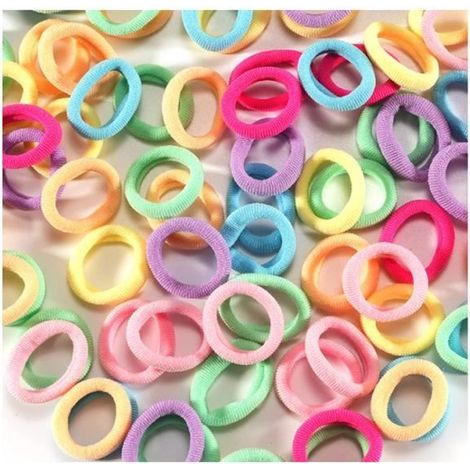 100 Pièces Elastique Cheveux, 2mm Elastiques à Cheveux épais en Coton Sans Couture, Mini Chouchous Bandes pour les Cheveux des , (1/4)