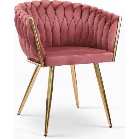Poltrona design in velluto sedia braccioli gambe dorate Versailles - Rosa (1/5)