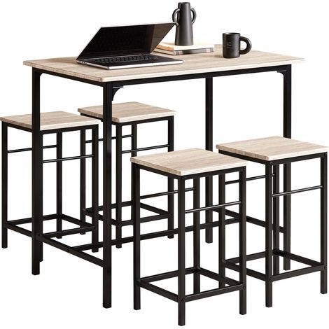 Set Mesa Alta de Bar y 4 Taburetes Estilo Industrial 4 sillas OGT11-NSoBuy ES (1/10)