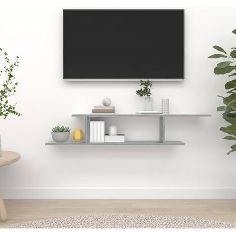 Étagère TV murale Étagère de Rangement - Meuble de rangement Sonoma gris 125x18x23 cm Bois d'ingénierie BV182238 - BonneVie (1/5)