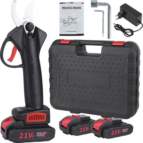 Podadora eléctrica inalámbrica, mango ergonómico, 2 baterías, UE (1/2)