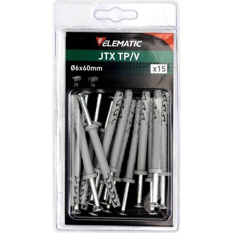 8 x ELEMATIC BLISTER TASSELLO JTX TP/V 6X60 C/VITE 15 PZ
