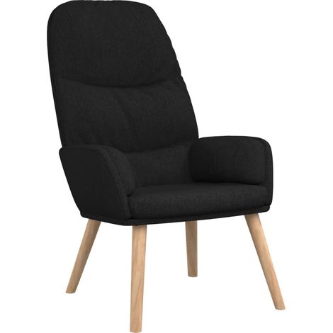 Sillón lounge de diseño moderno sillón en tela negra y madera DEC026739