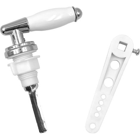 Ceramic toilet flush handle with adjustable arm, flush lever - White (1/5)
