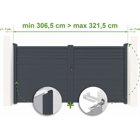Portail battant ajustable en largeur CARPATIA 3m H.180cm Aluminium Gris Anthracite (1/4)
