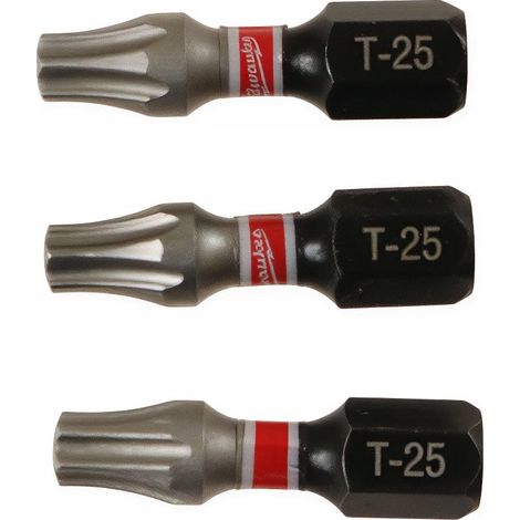 Punta Milwaukee T25 x 25 mm ShW, 3 pezzi (1/2)