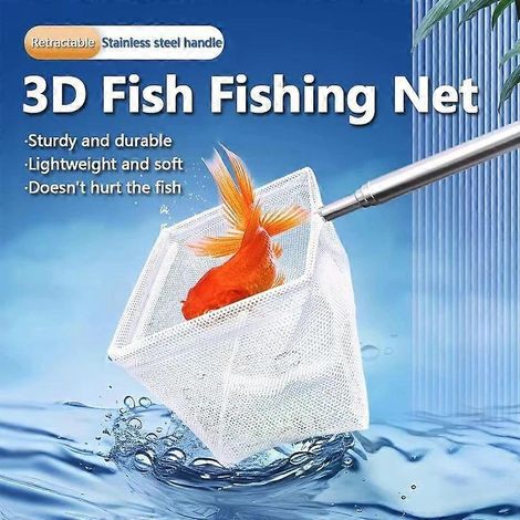 Épuisette à crevettes d'aquarium avec poignée rétractable, adaptée aux petits aquariums. (1/5)