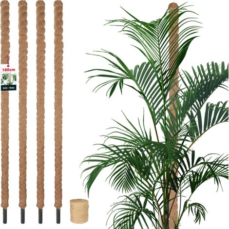KOTARBAU® 4 pcs Tuteur Plante - Tuteur Coco - ⌀ 3.2 x 180 cm - Fibre de Coco - Tuteurs pour Monstera - Marron - pour Plantes Grimpantes (1/5)