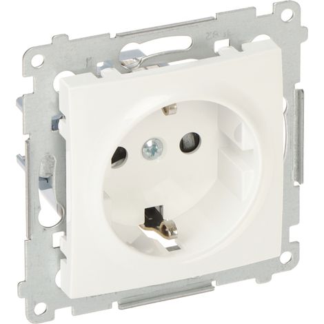 Simon 54 Einzelsteckdose Schuko mit/ohne 16A IP20 mit Schienenverschluss weiß DGSz1Z.01/11 (1/3)