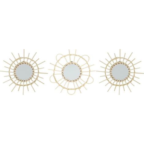 LOT DE 3 MIROIRS Lipsi EN rotin NATUREL 28 cm (1/5)