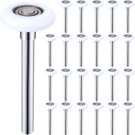 Lot de 24 rouleaux de porte de garage en nylon blanc de 5,1 cm durables pour porte de garage de 5,1 cm, tige de 11,9 cm, silencieuse, haute charge, 6200ZZ, double joints, roues de porte (1/4)