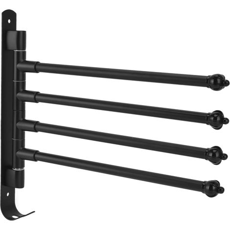 Porte-Serviettes Rotatif, Porte-Serviettes Rotatif, Armoire Durable, Inoxydable et Peu Encombrante (Noir Actif Quatre Barres) (1/5)
