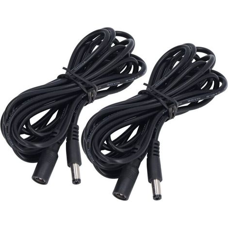 ,2 pièces LED lumière solaire rallonge surveillance cble de connexion d'alimentation 5.5x2.1mm DC12V 24V
