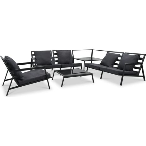 5-tlg. Garten-Lounge-Set mit Auflagen Aluminium Dunkelgrau