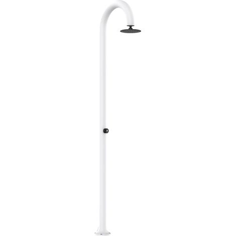 Sined Luna Timer Ducha De Aluminio Blanco Doble Conexión De Agua Fría Lateral o Inferior Ducha Temporizada De Agua Fría Con Rociador y Mezclador Redondo Blanco